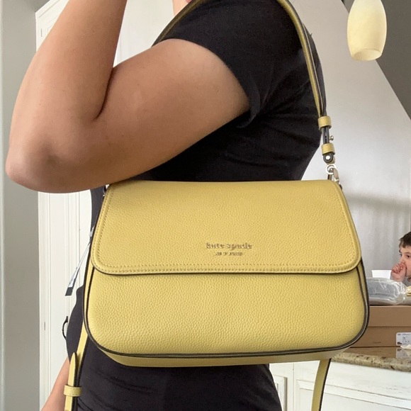 New Kate spade Hudson Pebbled Leather Medium Convertible Flap Shoulder Mullen - Picture 8 of 12